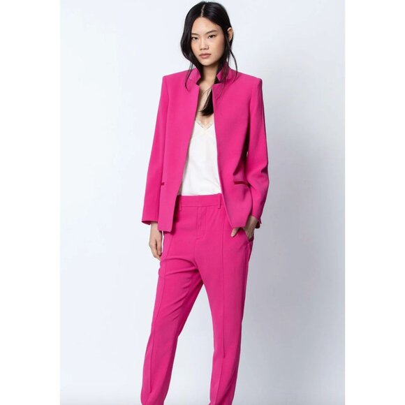 NWT Zadig & Voltaire Volly Invereted Collar Crepe Blazer Jacket Size 38 Medium i - Picture 6 of 8